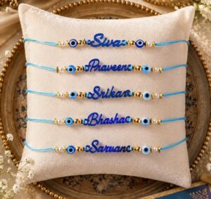 Personalized evil eye Rakhi for brother with custom name