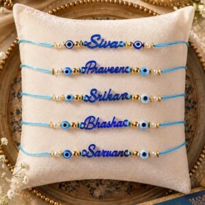 Personalized evil eye Rakhi for brother with custom name